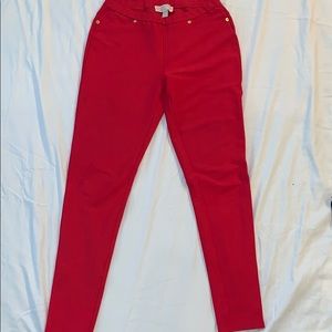 Michael Kors red pull-on leggings
